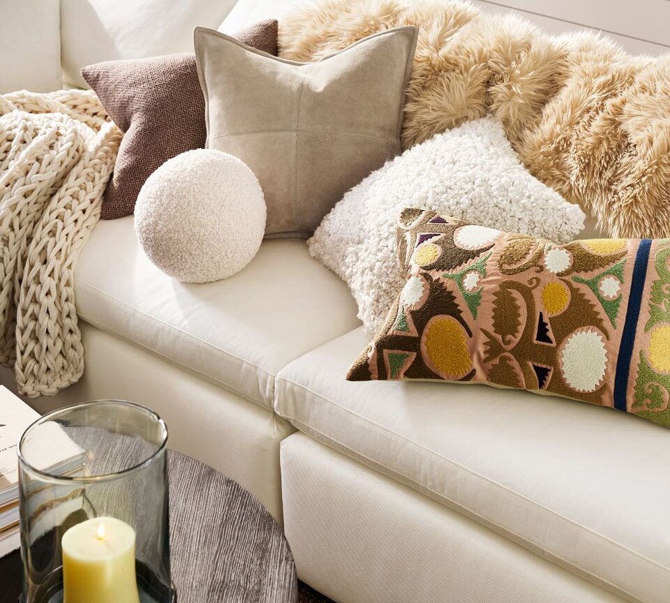 Pieced Suede Cushion Covers Pottery Barn Australia